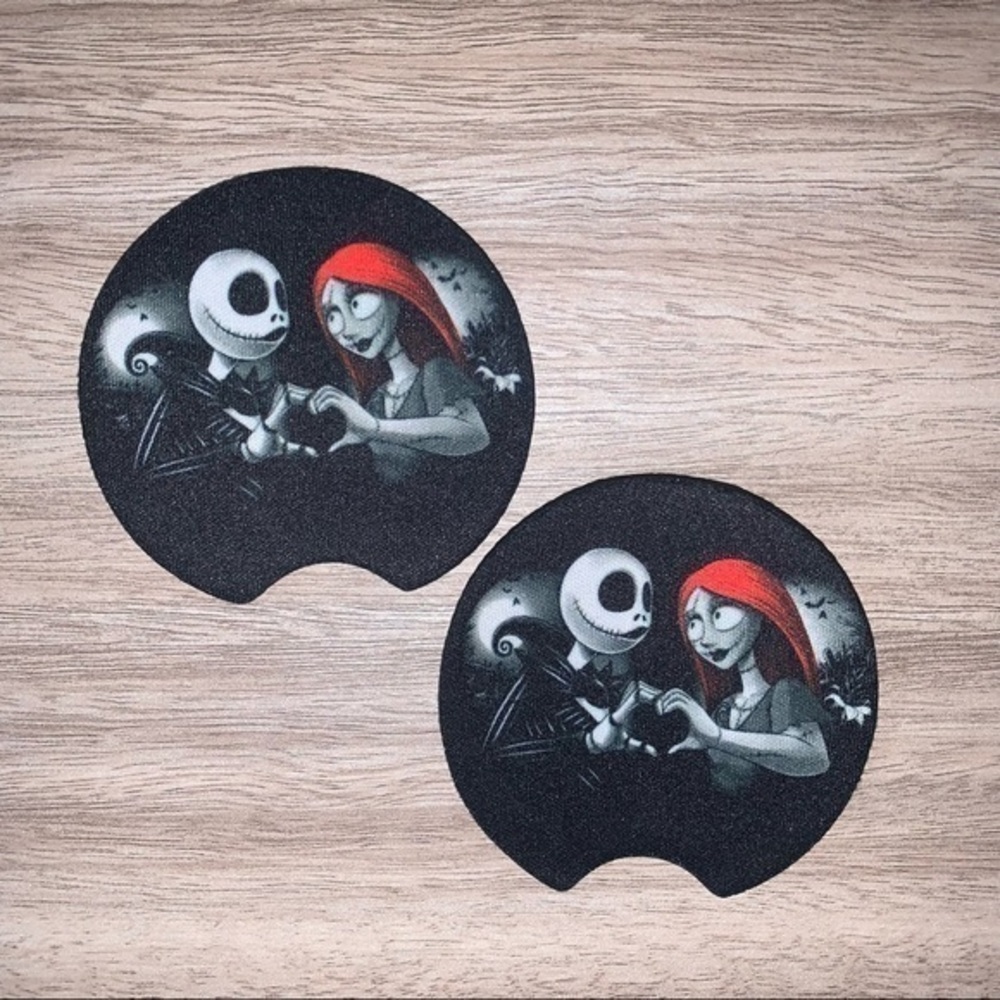 Nightmare before Christmas Jack & Sally car coasters 2pack new